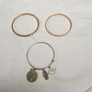 2 bangle and 1 clasp bracelet