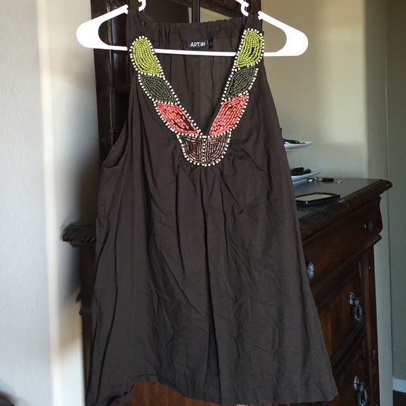 Beaded racer back blouse