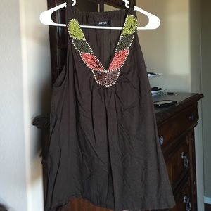 Beaded racer back blouse