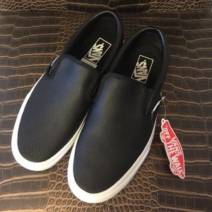 Vans Leather Slip Ons - True Black