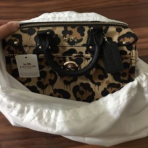 Brand new coach 24 ocelot print leather handbag