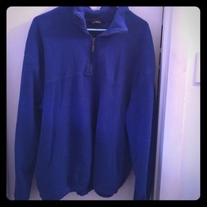 Blue quarter zip fleece pullover