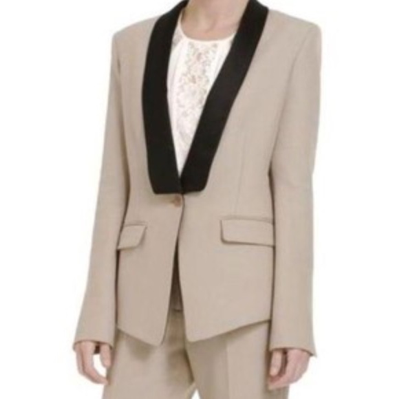 BCBG tan and black Catalina suit jacket