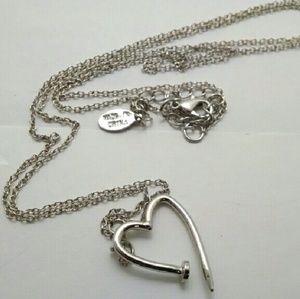 C18 by Robert Rose Silver Heart Nail Necklace