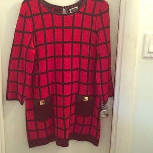 Red and black sweater dress