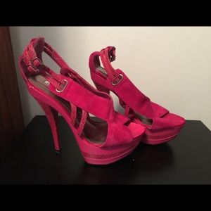 Size 7.5 Hot Pink Super High Sandles