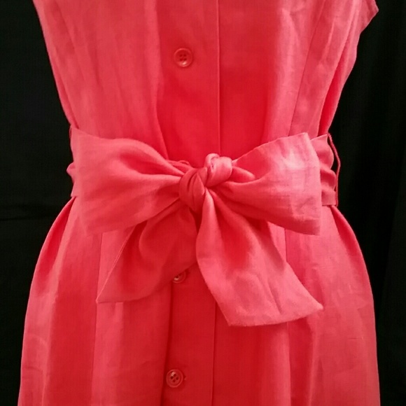 Coral Linen Shirtdress - Picture 2 of 5