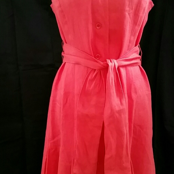Coral Linen Shirtdress - Picture 3 of 5