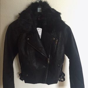 Faux leather moto jacket