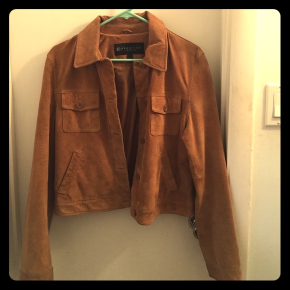 Tan 100% soft suede leather jacket