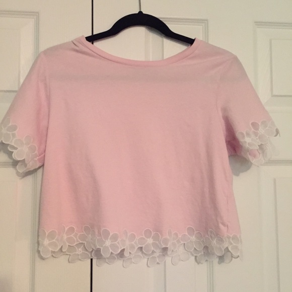 Topshop Floral Trim Tee