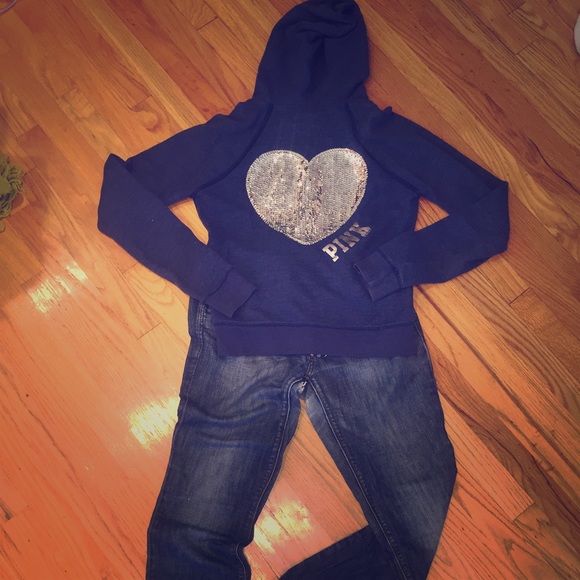 Navy Blue Pink Zippy Hoodie