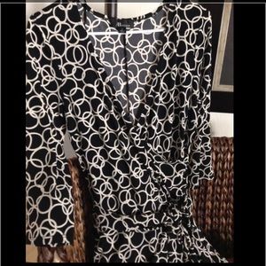 Black and white wrap style dress