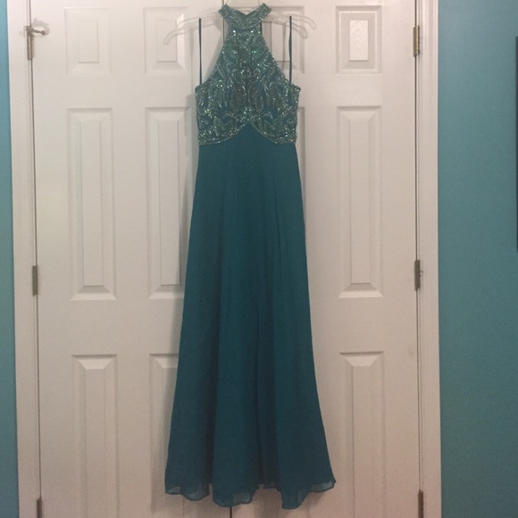 Beautiful teal green prom dress