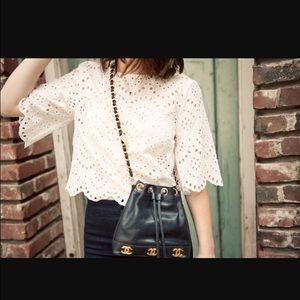 Zara white eyelet top