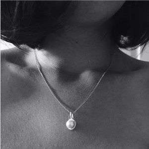 8mm Cultured Pearl Sterling Silver Diamond Halo