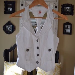Ladies White Guess Jean Vest