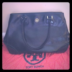 Tory Burch patent leather saffiano tote