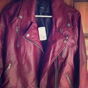 Never worn burgundy leather jacket
