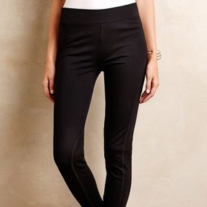 Anthropologie Black Ribbed Ponte Leggings Petite
