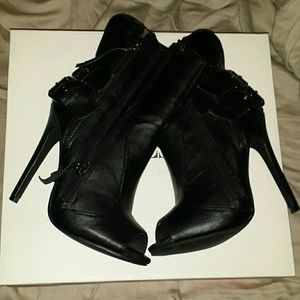 Black peep toe booties