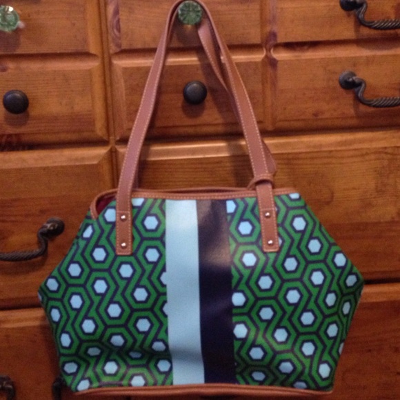 Nine West blue & green print purse