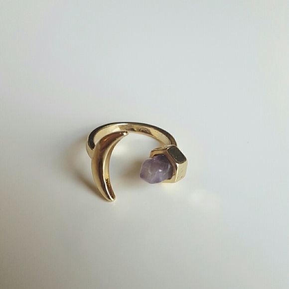 Jewelry - Adjustable Amethyst Moon ring