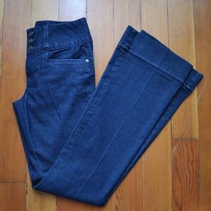 Ladies Retro Style High Waisted Flare Jeans