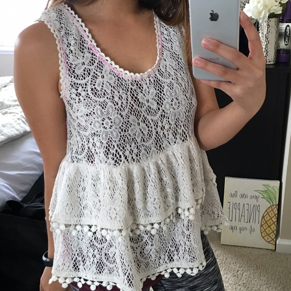 Free People Tops - ❤Free People Cream Crochet Top