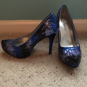 JustFab Tomoko blue heels