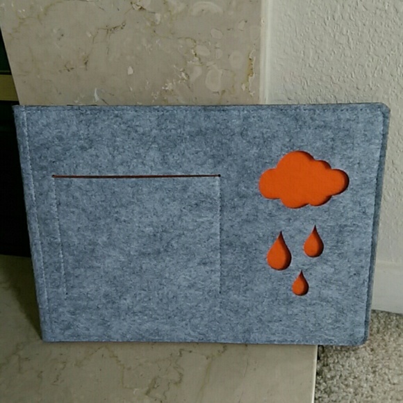 Special design grey orange cloud rain ipad bag