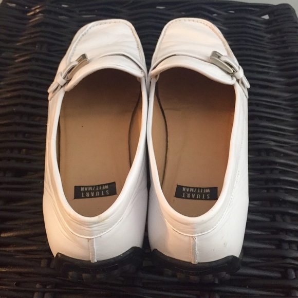 Authentic Stuart Weitzman White Leather Loafers - Picture 3 of 3