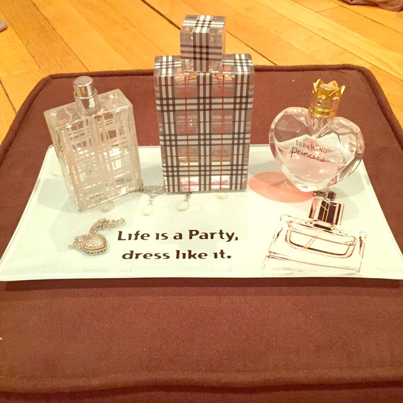 Glass trinket tray perfume & jewelry holder