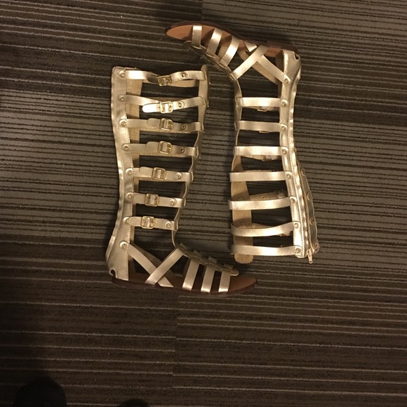 Gold gladiator sandals
