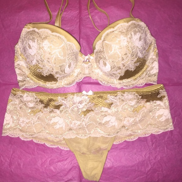 gold bra panty