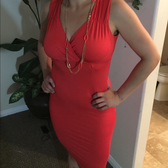 Red orange spring dress