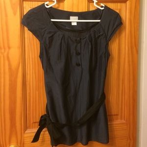 Navy blue cap sleeve blouse