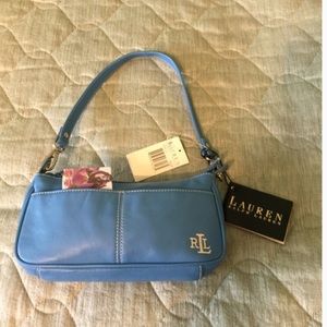 NWT LAUREN Ralph Lauren French Blue Leather bag