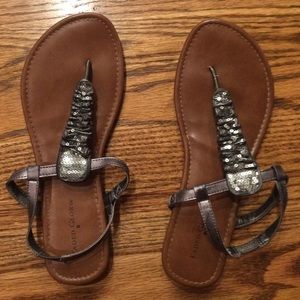 Silver sequin sandals
