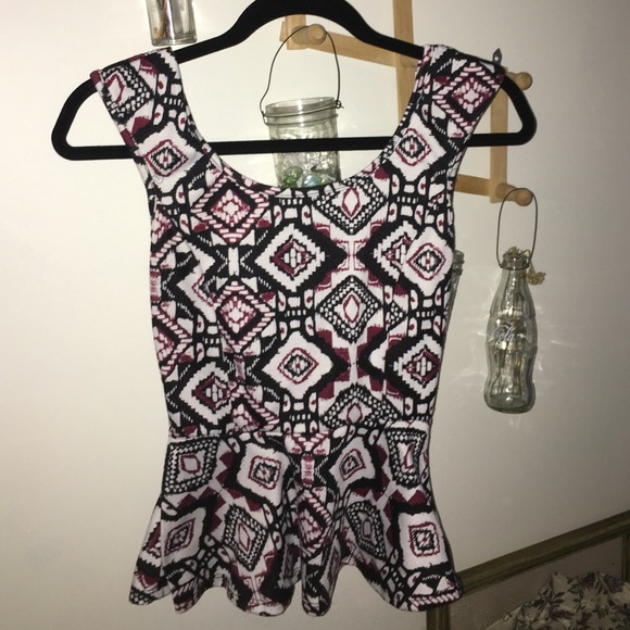 Tribal Print Peplum Shirt