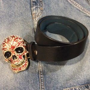 Rhinestone Skull Belt