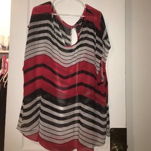 Black white and red striped blouse from torrid