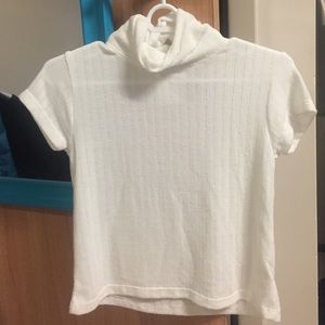 White Cropped Turtleneck Sweater