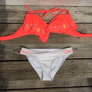 Neon Orange & White Bikini!!! 😜