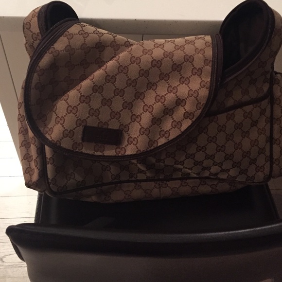 Gucci monogram canvas diaper bag