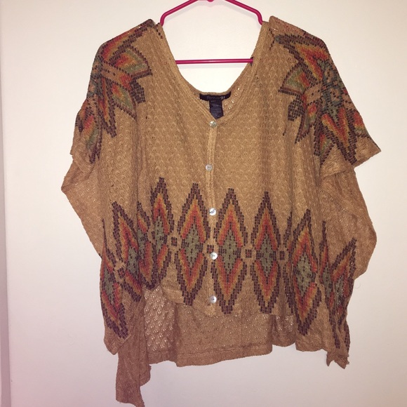 Tribal Print Knit Poncho