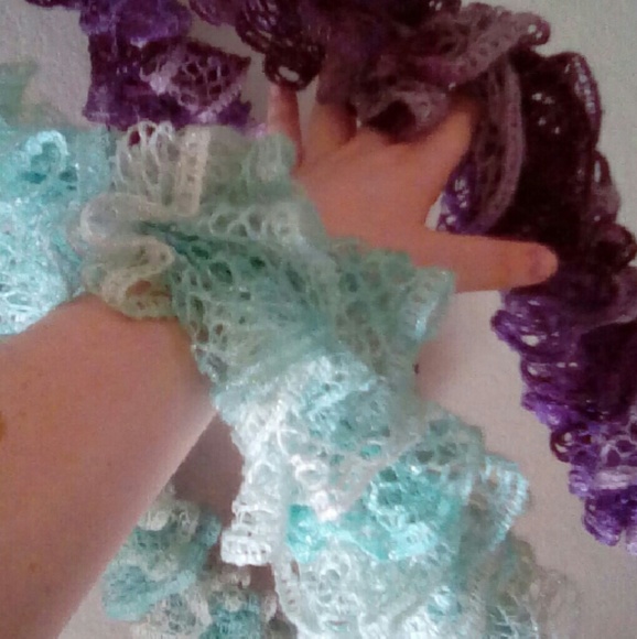 Bundle- 2 crocheted lace ruffle scarves (sparkle) - Picture 1 of 2