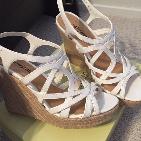 Strappy White  Wedges - spring ready!
