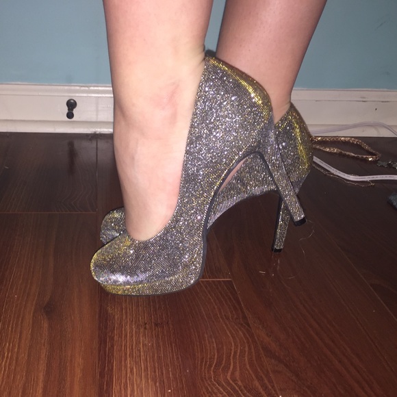 sparkly gold/silver heels!!! worn once