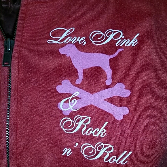 Pink Victoria's Secret zip up Red hoodie Large